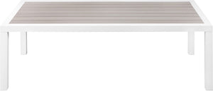 Nizuc Aluminum / Plastic Contemporary Grey Plastic Wood Accent Paneling Outdoor Patio Aluminum Coffee Table - 47.5" W x 22" D x 16" H