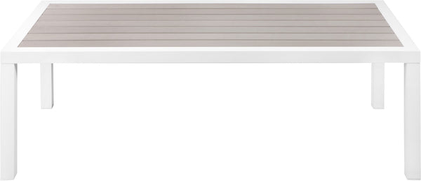 Nizuc Aluminum / Plastic Contemporary Grey Plastic Wood Accent Paneling Outdoor Patio Aluminum Coffee Table - 47.5" W x 22" D x 16" H