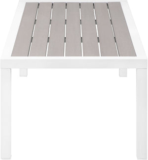 Nizuc Aluminum / Plastic Contemporary Grey Plastic Wood Accent Paneling Outdoor Patio Aluminum Coffee Table - 47.5" W x 22" D x 16" H