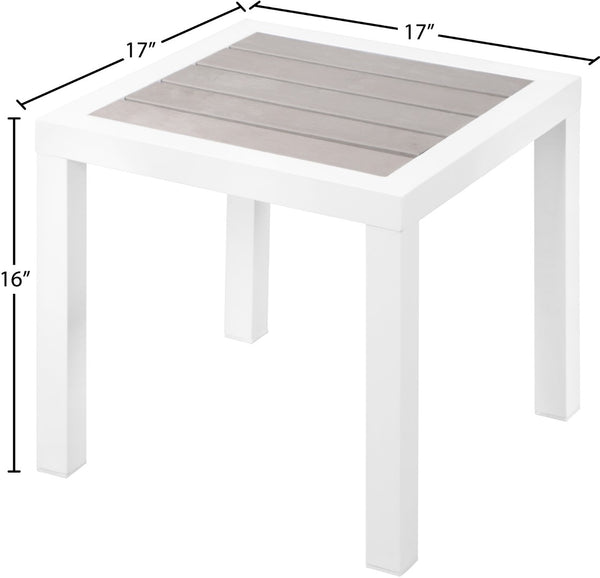 Nizuc Aluminum / Plastic Contemporary Grey Plastic Wood Accent Paneling Outdoor Patio Aluminum End Table - 17" W x 17" D x 16" H