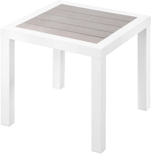 Nizuc Aluminum / Plastic Contemporary Grey Plastic Wood Accent Paneling Outdoor Patio Aluminum End Table - 17" W x 17" D x 16" H