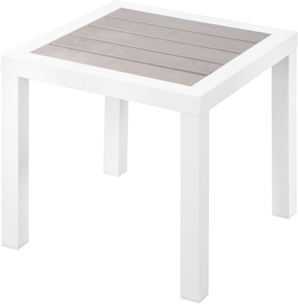 Nizuc Aluminum / Plastic Contemporary Grey Plastic Wood Accent Paneling Outdoor Patio Aluminum End Table - 17" W x 17" D x 16" H