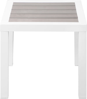 Nizuc Aluminum / Plastic Contemporary Grey Plastic Wood Accent Paneling Outdoor Patio Aluminum End Table - 17" W x 17" D x 16" H