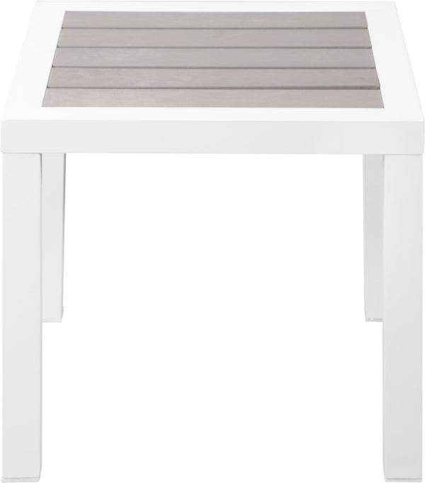 Nizuc Aluminum / Plastic Contemporary Grey Plastic Wood Accent Paneling Outdoor Patio Aluminum End Table - 17" W x 17" D x 16" H