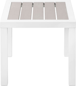 Nizuc Aluminum / Plastic Contemporary Grey Plastic Wood Accent Paneling Outdoor Patio Aluminum End Table - 17" W x 17" D x 16" H