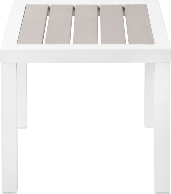 Nizuc Aluminum / Plastic Contemporary Grey Plastic Wood Accent Paneling Outdoor Patio Aluminum End Table - 17" W x 17" D x 16" H