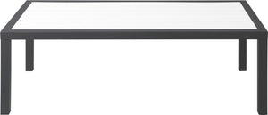 Nizuc Aluminum / Plastic Contemporary White Plastic Wood Accent Paneling Outdoor Patio Aluminum Coffee Table - 47.5" W x 22" D x 16" H