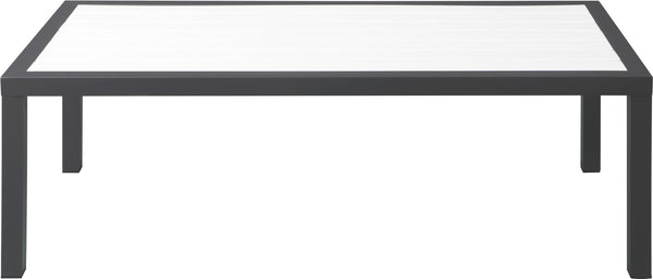 Nizuc Aluminum / Plastic Contemporary White Plastic Wood Accent Paneling Outdoor Patio Aluminum Coffee Table - 47.5" W x 22" D x 16" H