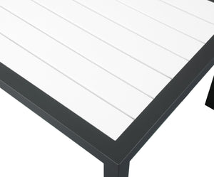 Nizuc Aluminum / Plastic Contemporary White Plastic Wood Accent Paneling Outdoor Patio Aluminum Coffee Table - 47.5" W x 22" D x 16" H