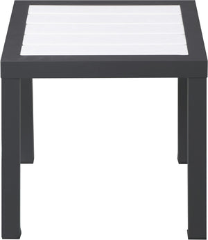 Nizuc Aluminum / Plastic Contemporary White Plastic Wood Accent Paneling Outdoor Patio Aluminum End Table - 17" W x 17" D x 16" H