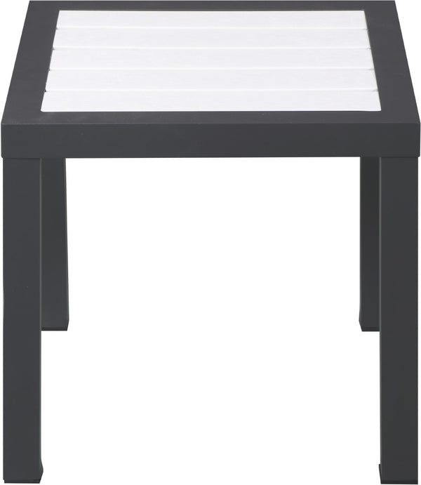 Nizuc Aluminum / Plastic Contemporary White Plastic Wood Accent Paneling Outdoor Patio Aluminum End Table - 17" W x 17" D x 16" H