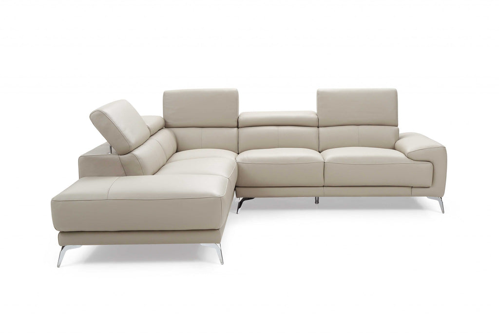 107" X 88" X 30"/38" Light Gray Leather Sectional