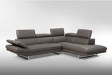 110 X 88 X 29 X 37 Dark Gray Leather Sectional and Chaise