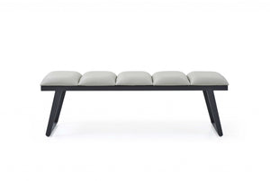 57 X 16 X 18 Light Grey Faux Leather Bench