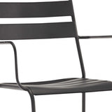 Set of 4 Gray Stackable Aluminum Arm Chairs
