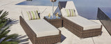 78" X 29" X 28" Brown 3Piece Outdoor Armless Chaise Lounge Set with Cushions