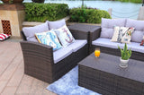 118.56" X 31.59" X 14.82" Brown 6-Piece Patio Conversation Set with Cushions and Storage Boxs