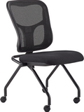 HomeRoots Set Of 2 Ergonomic Black Mesh Rolling Guest Chairs 372426-HOMEROOTS 372426