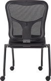 HomeRoots Set Of 2 Ergonomic Black Mesh Rolling Guest Chairs 372426-HOMEROOTS 372426