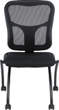 HomeRoots Set Of 2 Ergonomic Black Mesh Rolling Guest Chairs 372426-HOMEROOTS 372426