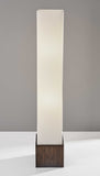 Brown Reed Floor Lamp with Elongated Rectangular Linen Shade