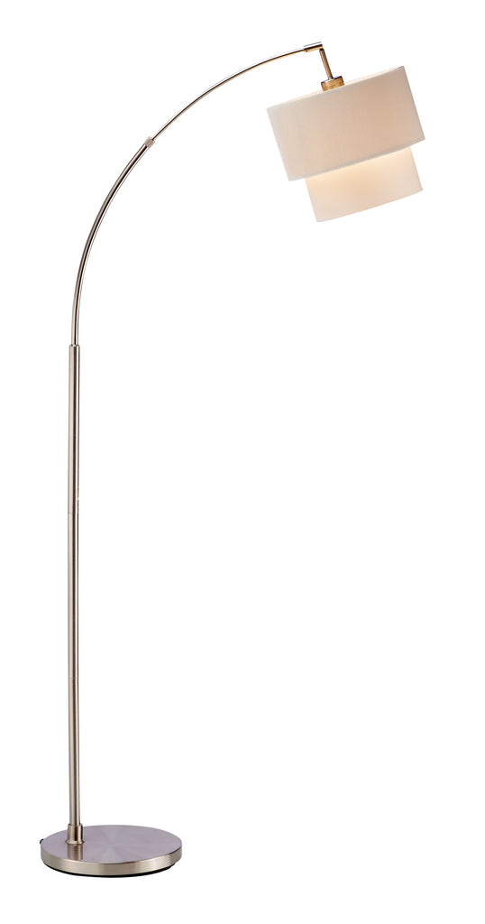 Brushed Steel Metal Floor Lamp with Adjustable Arc
