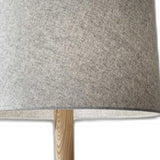 Natural Wood Floor Lamp with Tripod Base and Grey Felt Tapered Drum Shade