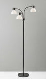 Adjustable Three Light Floor Lamp in Nickel Finish With Frosted Inner Shades