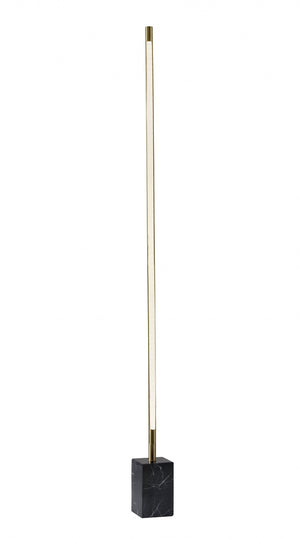 Minimalist Ambient Glow LED Floor Lamp with Dimmer in Antique Brass and Black Marble