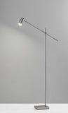 Brushed Steel Metal Floor Lamp Tilt Arm LED Task Light