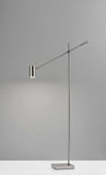 Brushed Steel Metal Floor Lamp Tilt Arm LED Task Light