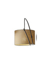 Three Light Bronze Metal Finish Arc Floor Lamp with Suspended Burlap Drum Shades