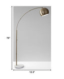 Spherical Brass Metal Curved Arm Floor Lamp