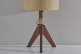 Natural Chunky Tripod Walnut Wood Table Lamp