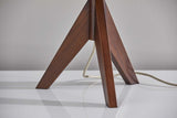 Natural Chunky Tripod Walnut Wood Table Lamp