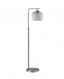 Retro Floor Lamp Brushed Steel Metal with Clear Dotty Glass Shade