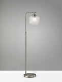 Retro Floor Lamp Brushed Steel Metal with Clear Dotty Glass Shade