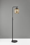 Retro Floor Lamp Bronze Metal with Mercury Dotty Glass Shade