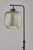 Retro Floor Lamp Bronze Metal with Mercury Dotty Glass Shade