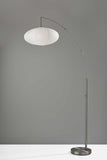 Paper Lantern Floor Lamp Brushed Steel Metal Crescent Arm