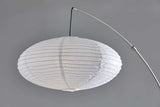 Paper Lantern Floor Lamp Brushed Steel Metal Crescent Arm
