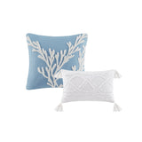 Harbor House Pismo Beach Coastal 6 Piece Oversized Cotton Comforter Set with Throw Pillows Blue/White Cal HH10-1840
