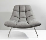 40" X 33" X 33" Light Grey Soft Textured Fabric and Brushed Steel Chair