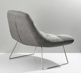 40" X 33" X 33" Light Grey Soft Textured Fabric and Brushed Steel Chair
