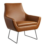 Retro Mod Distressed Camel Faux Leather Arm Chair