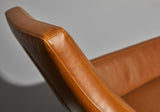 Retro Mod Distressed Camel Faux Leather Arm Chair