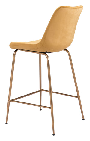 Zuo Modern Tony 100% Polyester, Plywood, Steel Modern Commercial Grade Counter Stool Yellow, Gold 100% Polyester, Plywood, Steel