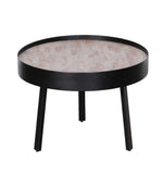 21" Round Modern Industrial Multi Grain Coffee Table