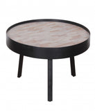 21" Round Modern Industrial Multi Grain Coffee Table