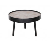 21" Round Modern Industrial Multi Grain Coffee Table